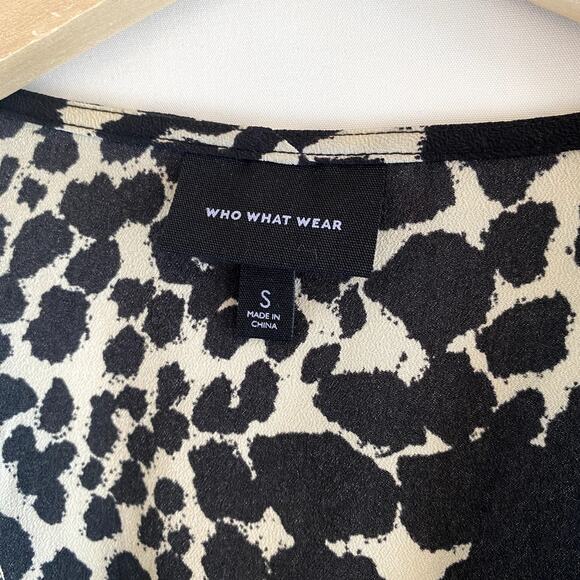 Leopard Animal Print Midi Wrap Dress Womens S Ruffle Hem Sleeveless Fall Neutral - Picture 4 of 14